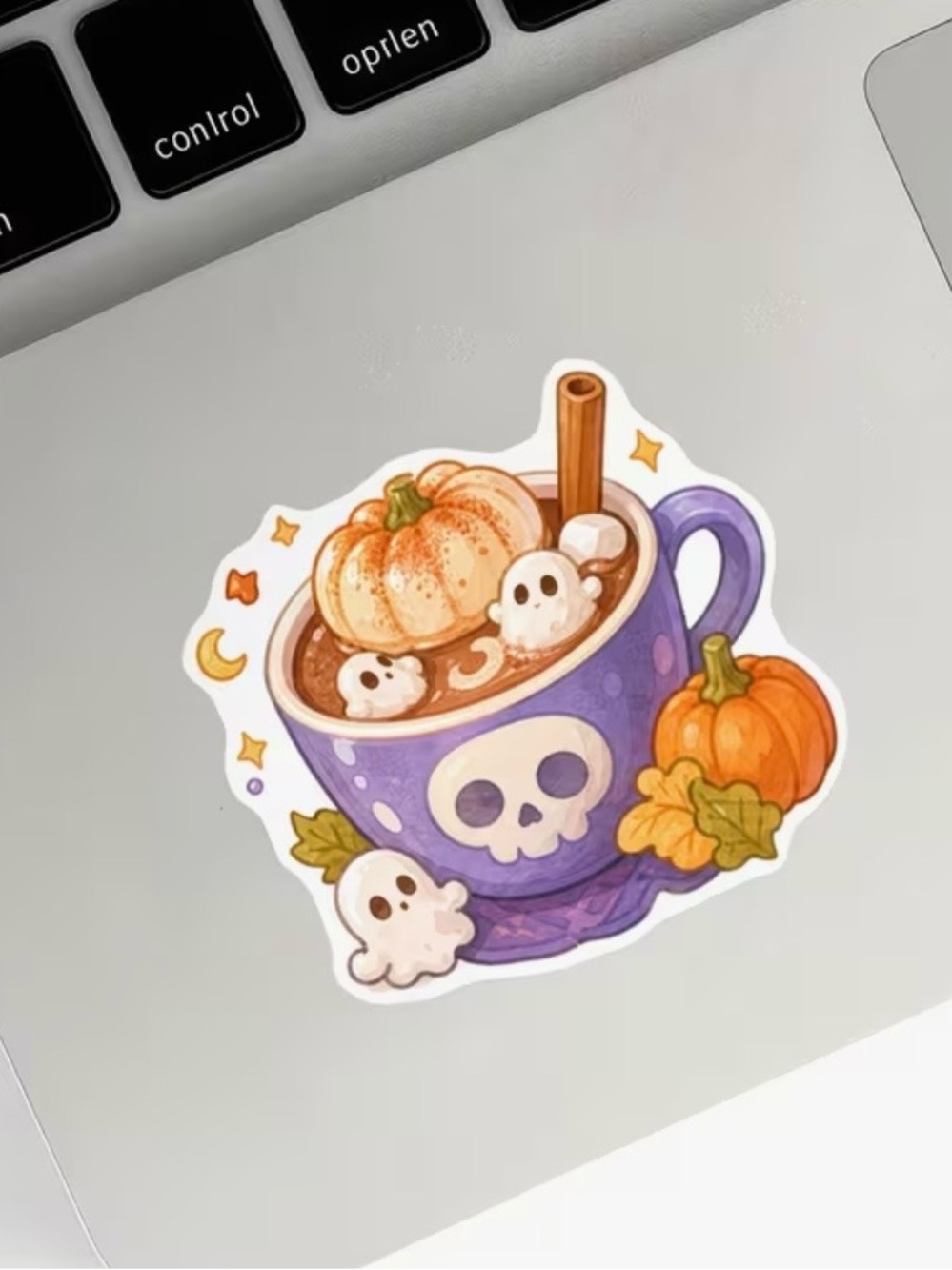 50 Halloween Cute Ghost Stickers Purple Orange Reading Baking Cleaning Desserts - Picture 14 of 16